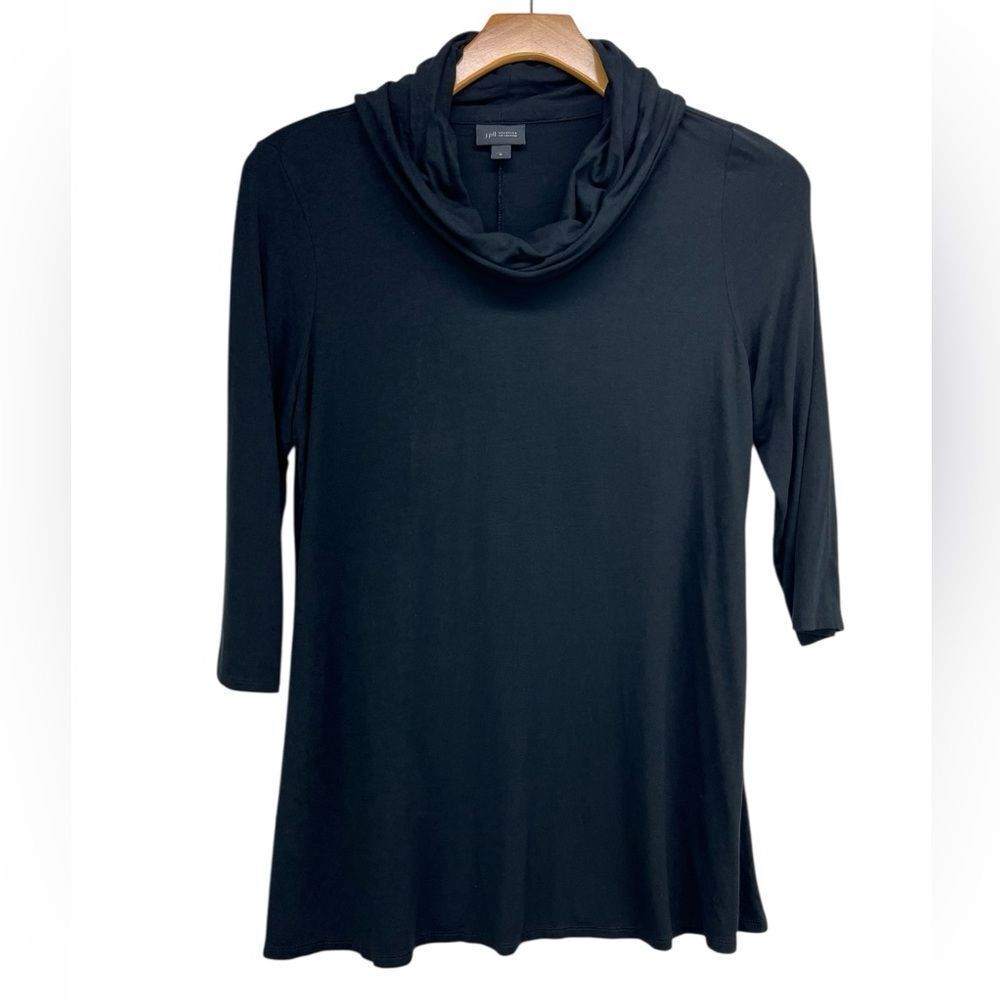 J. Jill Wearever Collection Black Cowl Neck Tunic Top Womens Medium